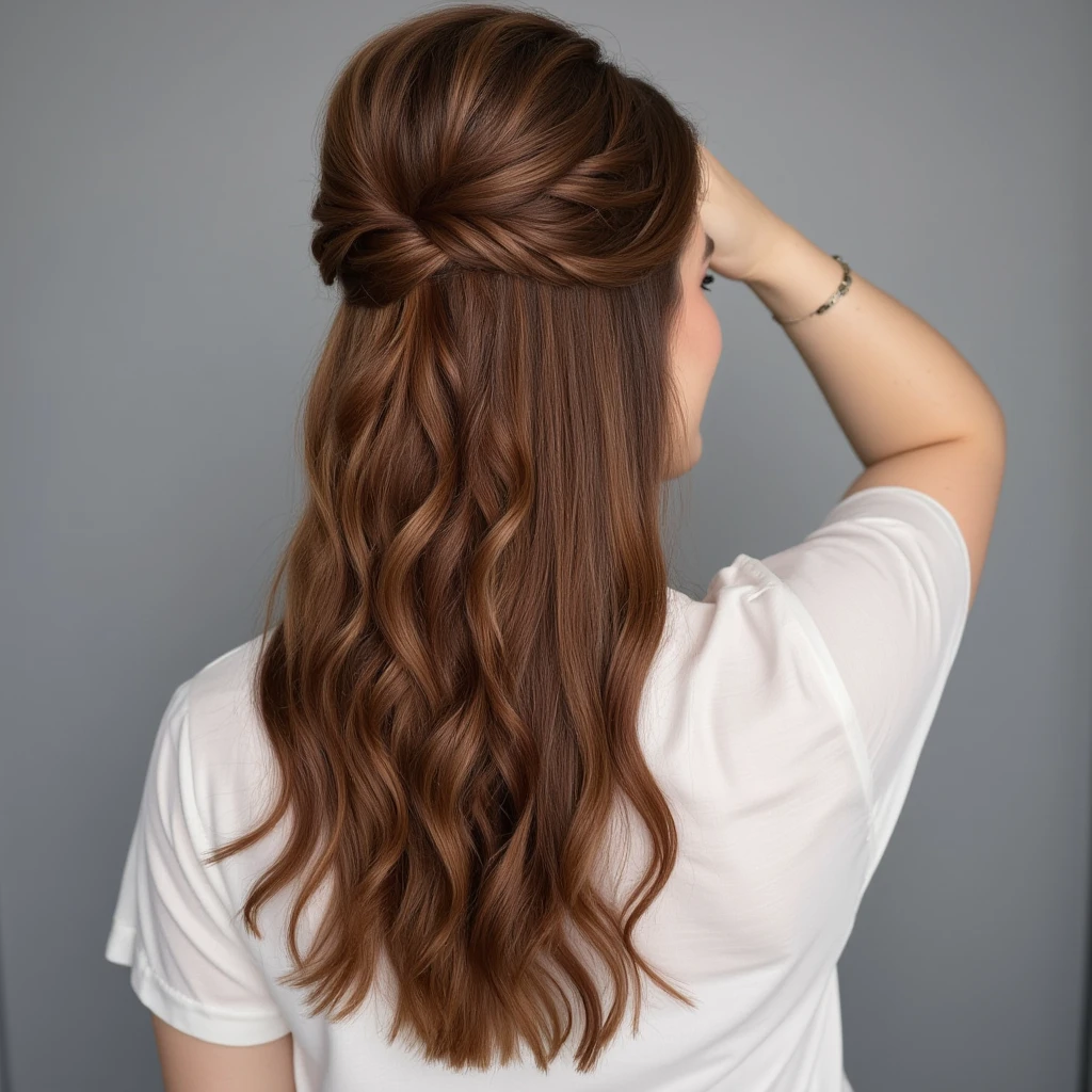 Half Up, Half Down Wedding Hairstyle Example